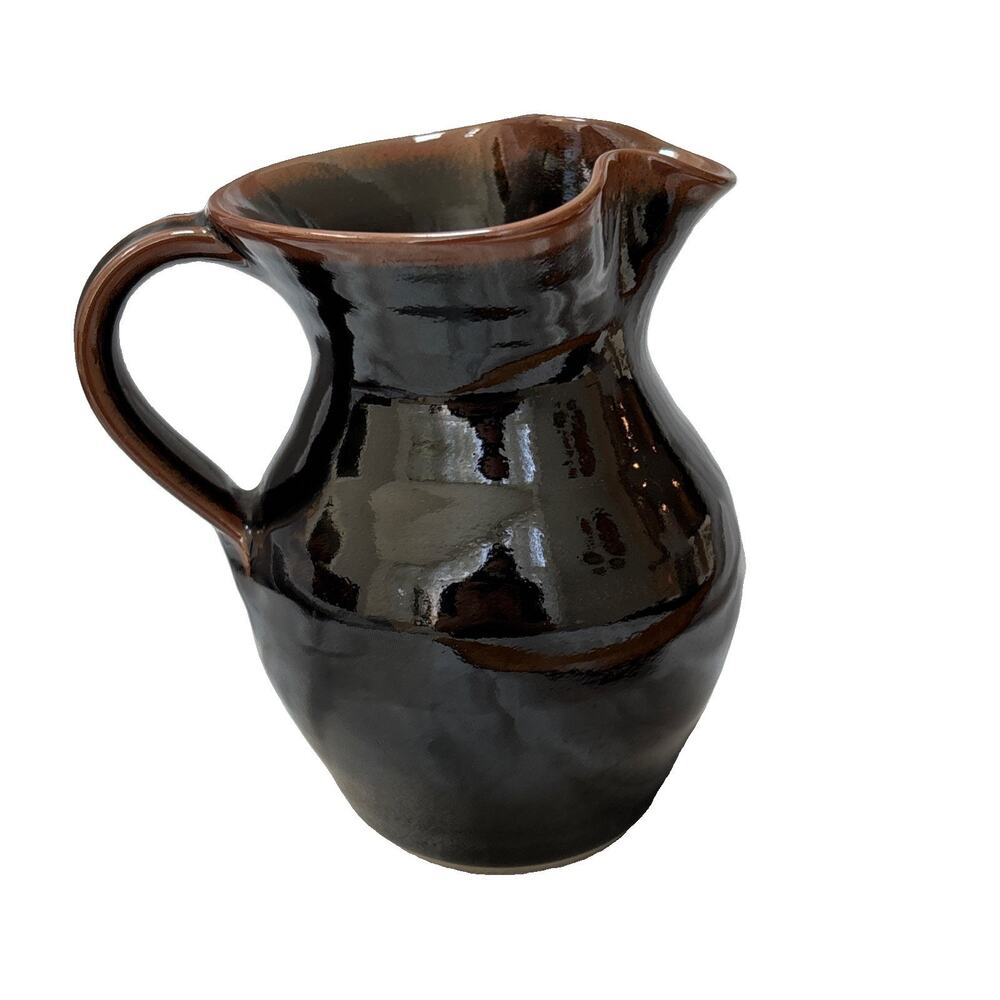 Simon Pearce Small Pitcher Belmont Pottery Rare Tenmoku Glaze Brown MCM 5” Tall
